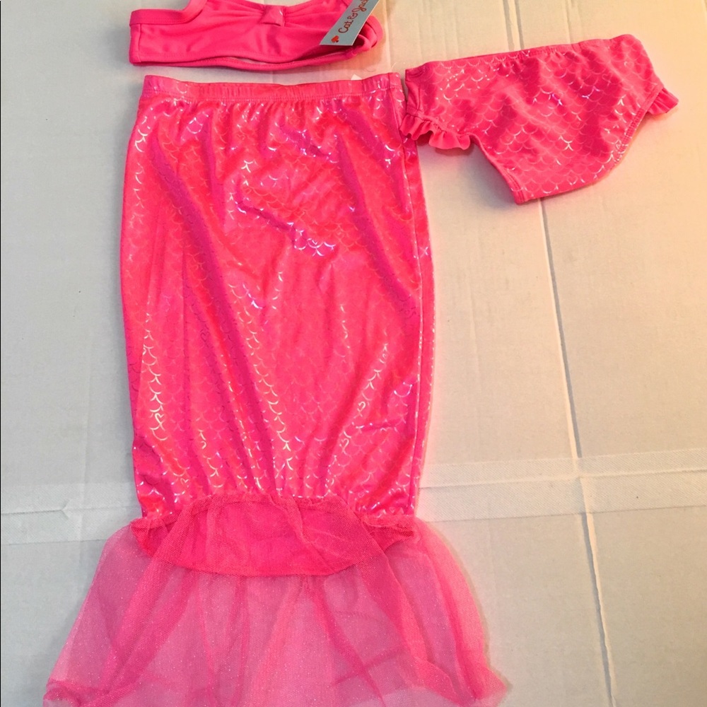 Girls Mermaid swimsuit 3piece set Pink - Picture 2 of 6